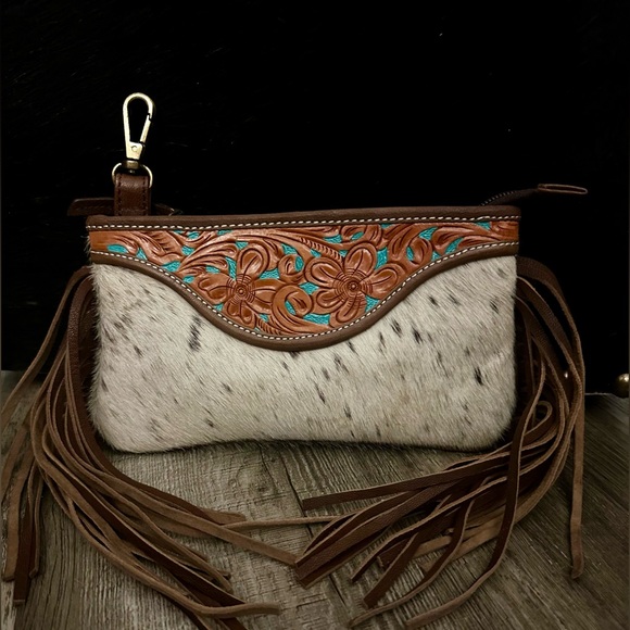 American Darling Handbags - American Darling Brown and Turquoise Crossbody Bag
